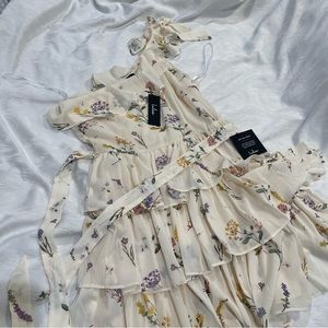 LULUS Ruffled Mini Dress in Perfect Posy Cream Floral